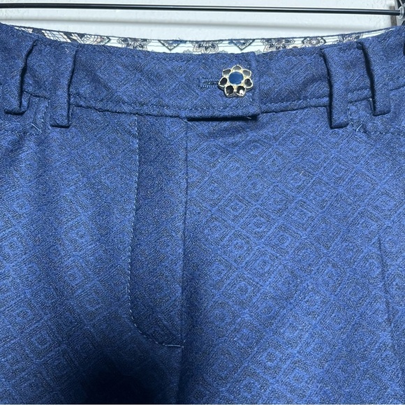 Your 6th Sense‎ Women Wool Trouser Pants 6 Blue Jacquard Office Business - Picture 2 of 10